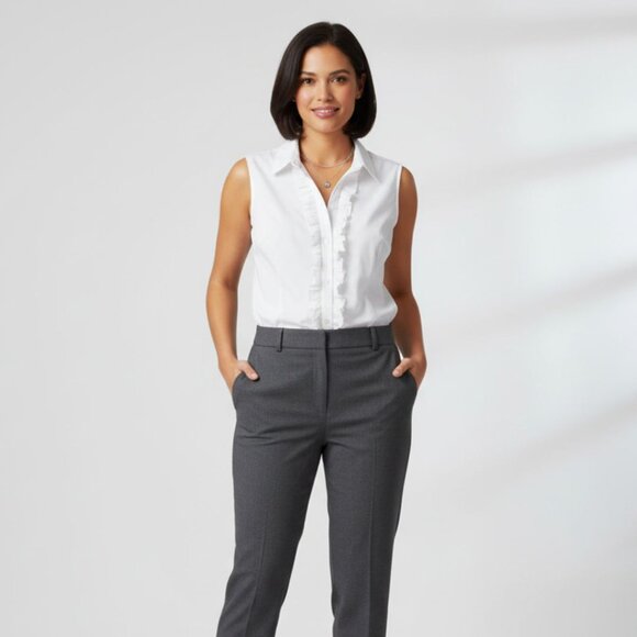 Anne Klein Cream Sleeveless Ruffled Blouse Size 14 - Picture 1 of 7